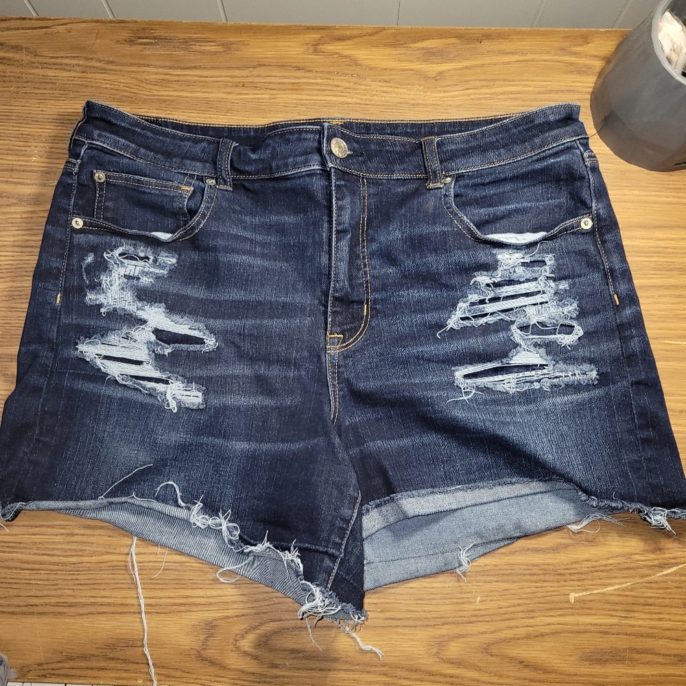 American Eagle Jean Shortie size 18 Dark Wash Distressed Shorts